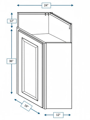 Harbour Town White Bevel Shaker Diagonal Wall Cabinet 24 in. x 12 in. x 36 in.