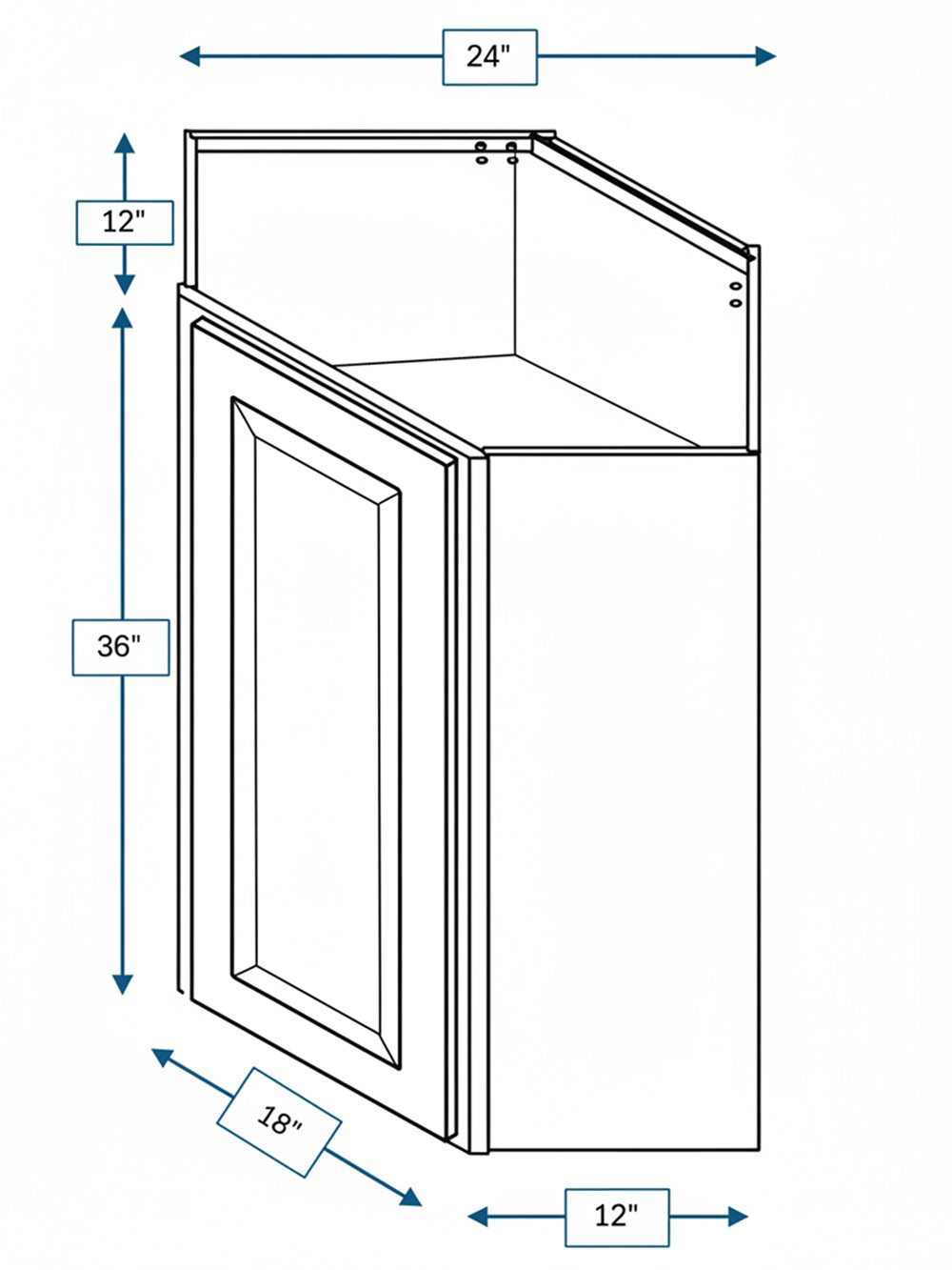 Sea Pines Green Bevel Shaker Diagonal Wall Cabinet 24 in. x 12 in. x 36 in.