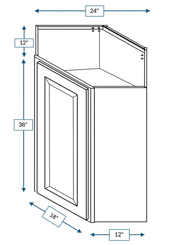 Wexford White Oak Bevel Shaker Diagonal Wall Cabinet 24 in. x 12 in. x 36 in.
