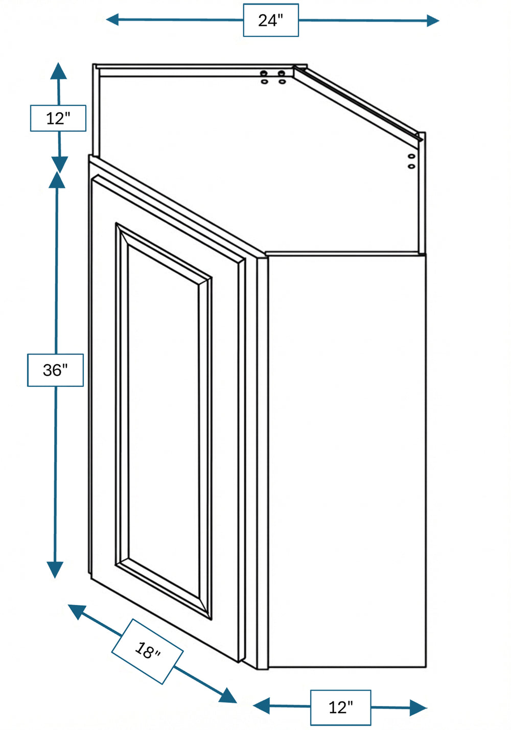 Knightsbridge Brown Raised Panel Diagonal Wall Cabinet 24 in. x 12 in. x 36 in.