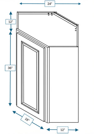 Cotswold Linen Raised Panel Diagonal Wall Cabinet 24 in. x 12 in. x 36 in.