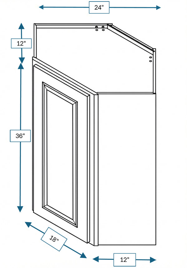 Montpelier Sage Raised Panel Diagonal Wall Cabinet 24 in. x 12 in. x 36 in.