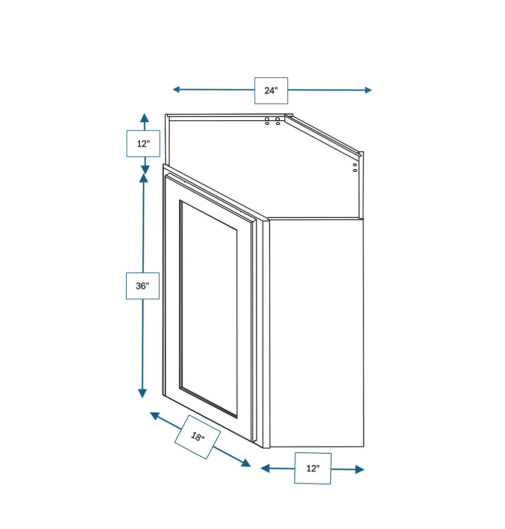 Platinum Grey 24 in. Wide x 12 in. Deep x 36 in. Tall - Diagonal Wall Shaker Cabinet