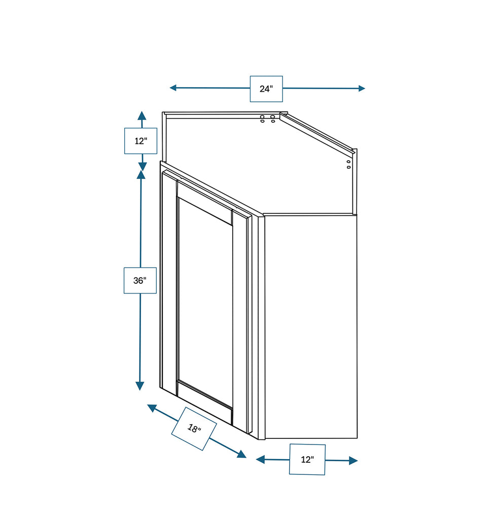 Malibu White Shaker Diagonal Wall Cabinet 24 in. x 12 in. x 36 in.