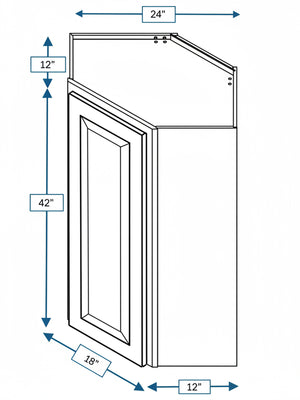 Wexford White Oak Bevel Shaker Diagonal Wall Cabinet 24 in. x 12 in. x 42 in.