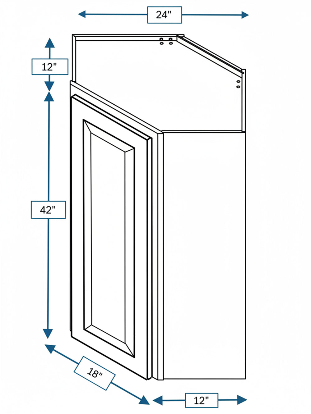 Sea Pines Green Bevel Shaker Diagonal Wall Cabinet 24 in. x 12 in. x 42 in.
