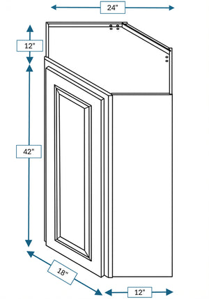Chalet White Raised Panel Diagonal Wall Cabinet 24 in. x 12 in. x 42 in.