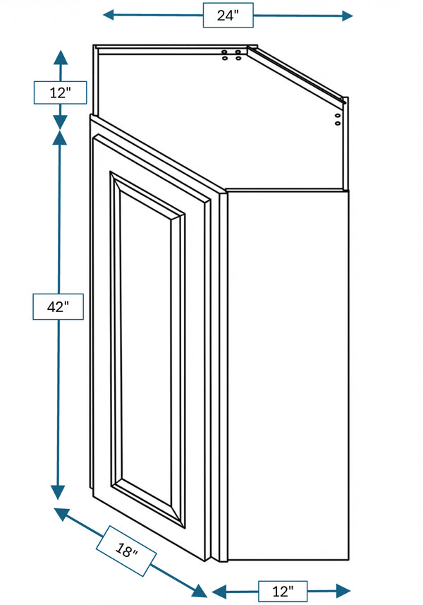 Chalet White Raised Panel Diagonal Wall Cabinet 24 in. x 12 in. x 42 in.