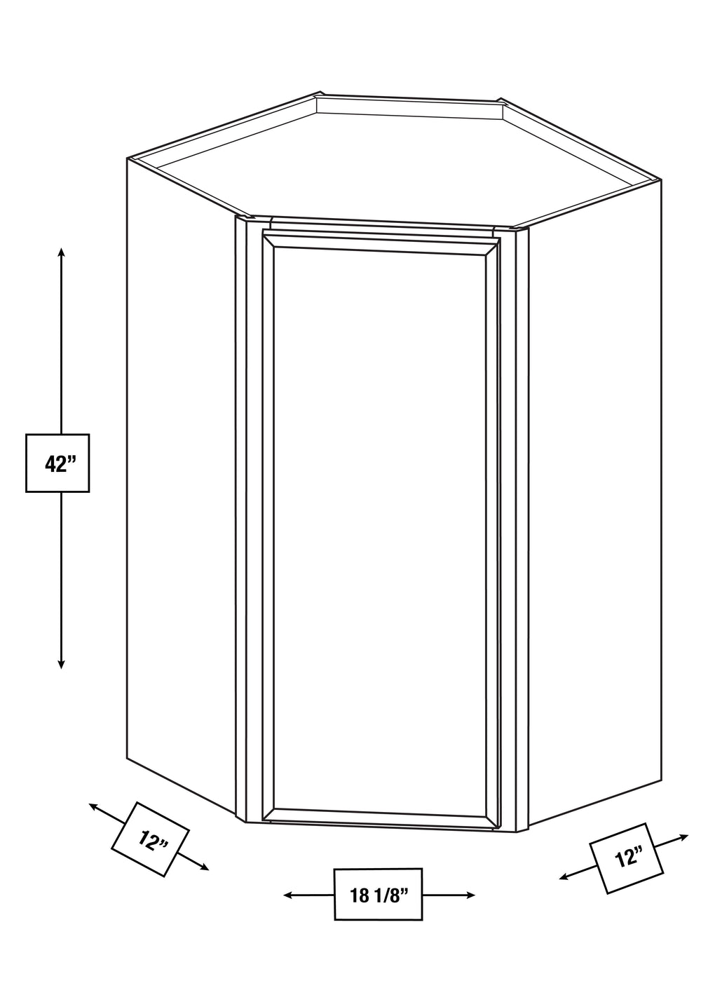 Franklin White Slim Shaker Diagonal Wall Cabinet 24 in. x 12 in. x 42 in.