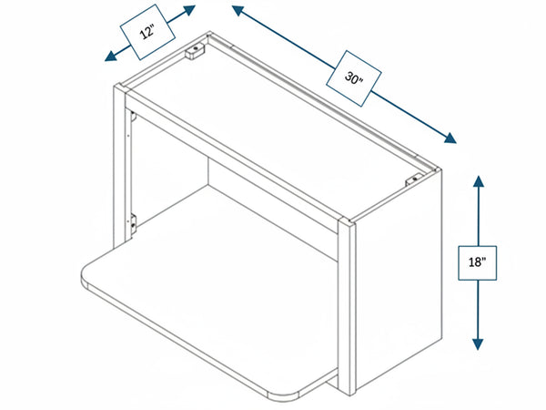 Broad Creek Blue Bevel Shaker Wall Microwave Cabinet 30 in. x 12 in. x 18 in.