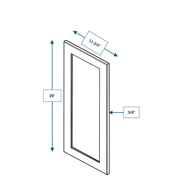 Hampton Pewter 12 in. Wide x .75 in. Deep x 30 in. Tall - Wall End Panel for Shaker Cabinet
