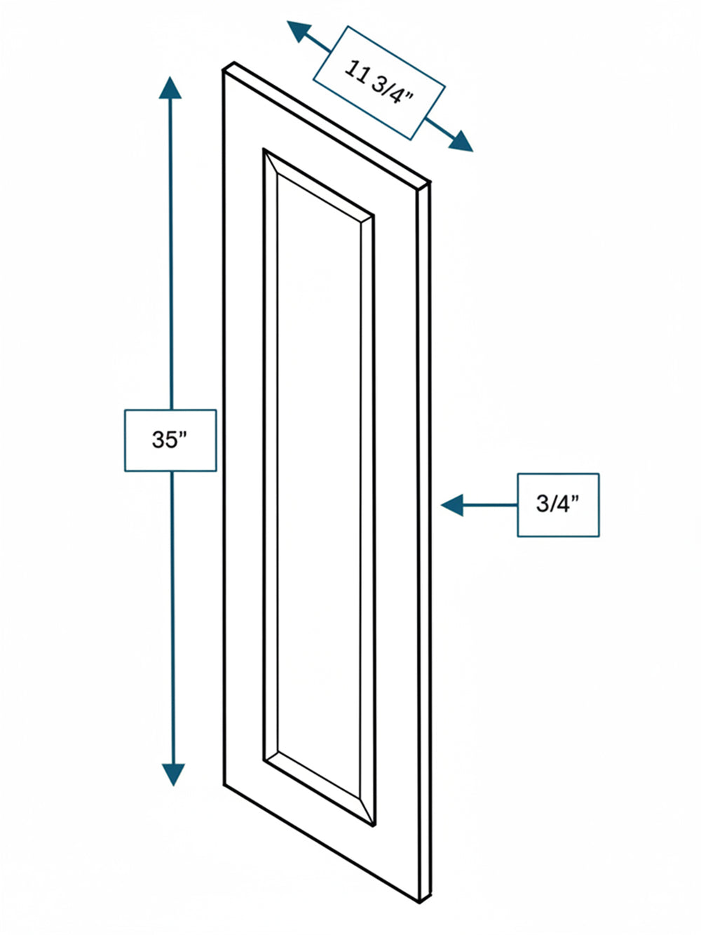 Broad Creek Blue Bevel Shaker 36 in. Wall End Panel
