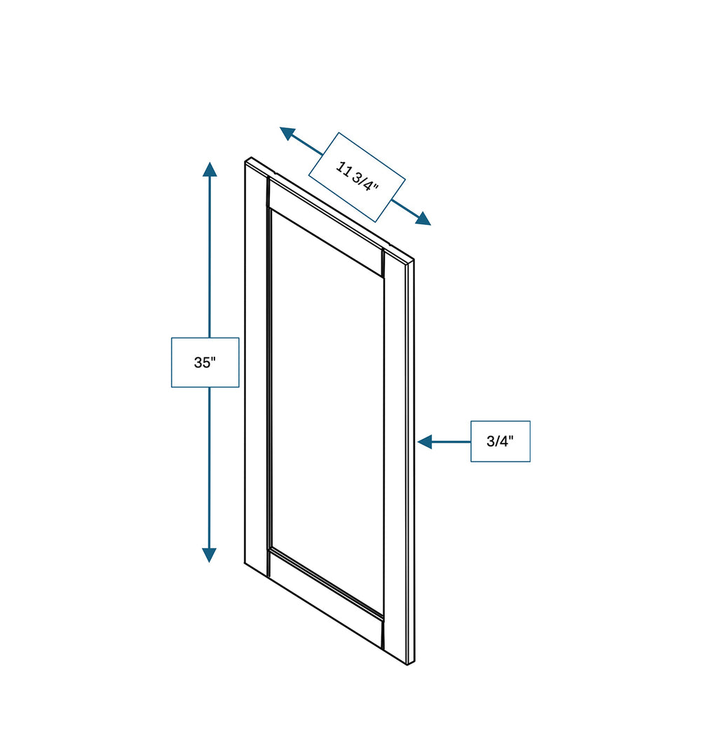 Malibu White 12 in. Wide x .75 in. Deep x 36 in. Tall - Wall End Panel for Shaker Cabinet