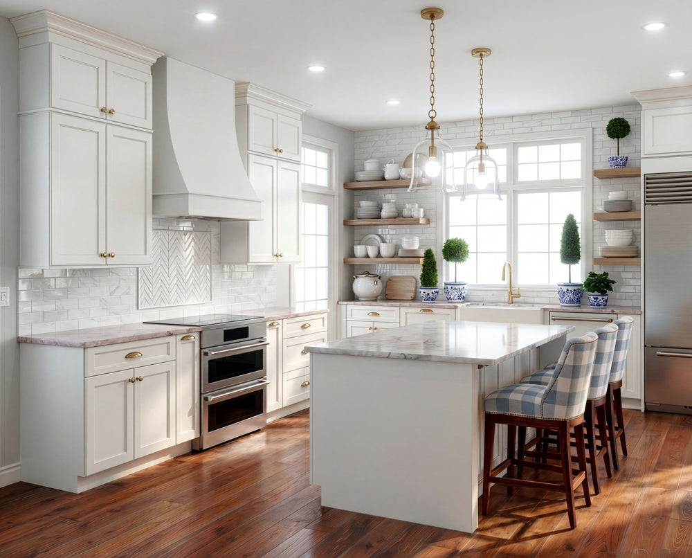 Painted Waterfall Range Hood -White