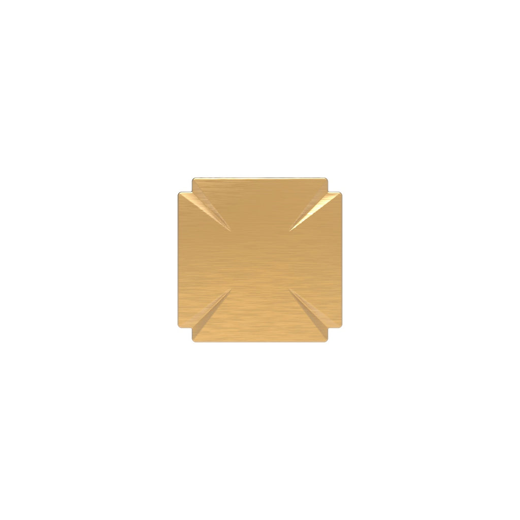 Bridges Knob 1-3/16 Inch Square Brushed Golden Brass Finish