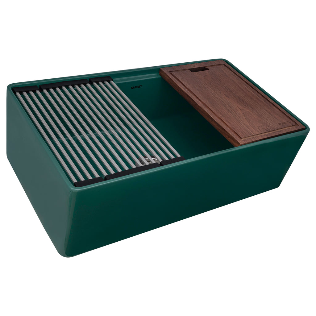 33" Fireclay Workstation Farmhouse Kitchen Sink Emerald Green