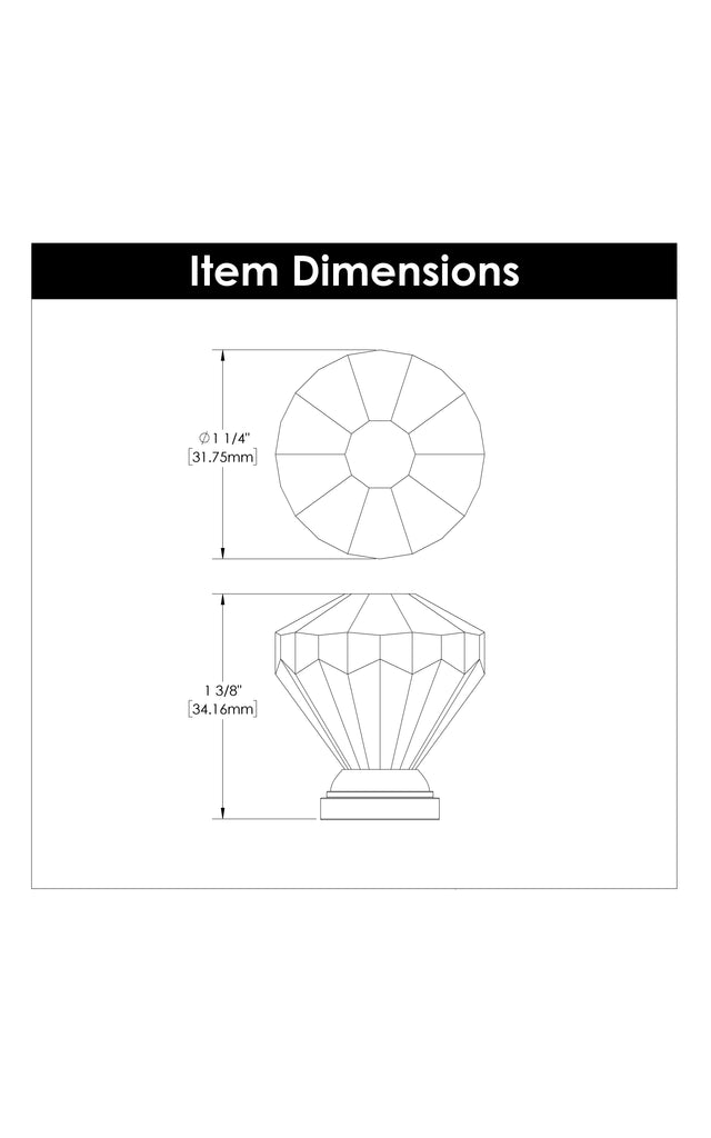 Crystal Palace Knob 1-1/4 Inch Diameter Crysacrylic with Polished Nickel Finish