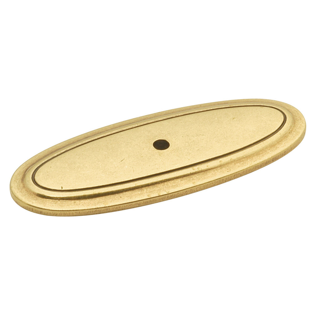 Manor House Backplate Knob 3 Inch X 1-1/8 Inch Oval Lancaster Hand Polished Finish