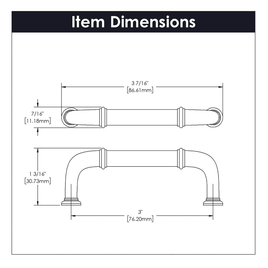Cottage Pull 3 Inch Center to Center Satin Nickel Finish