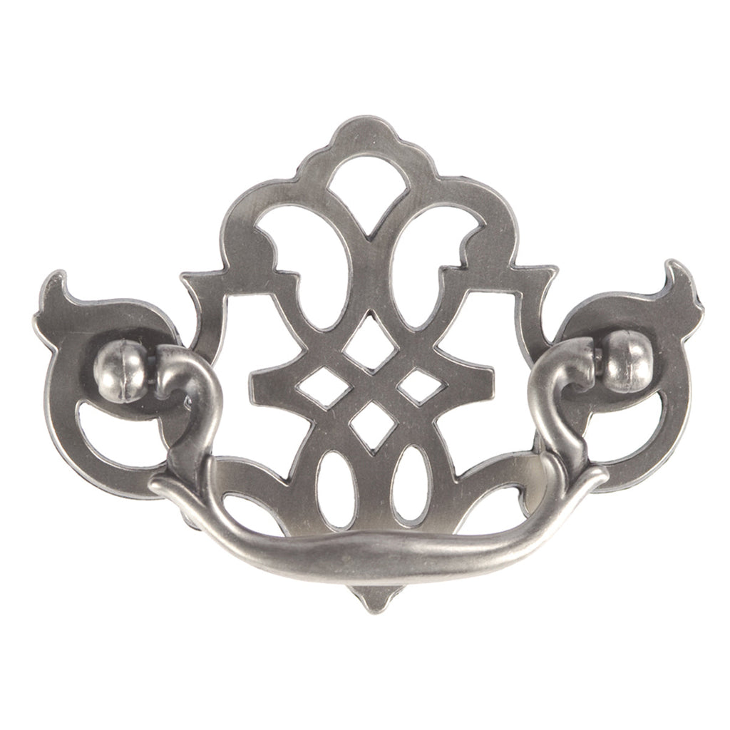 Manor House Backplate Pull 3 Inch Center to Center Silver Stone Finish
