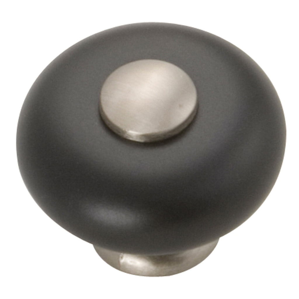 Tranquility Knob 1-1/4 Inch Diameter Satin Nickel with Black Finish