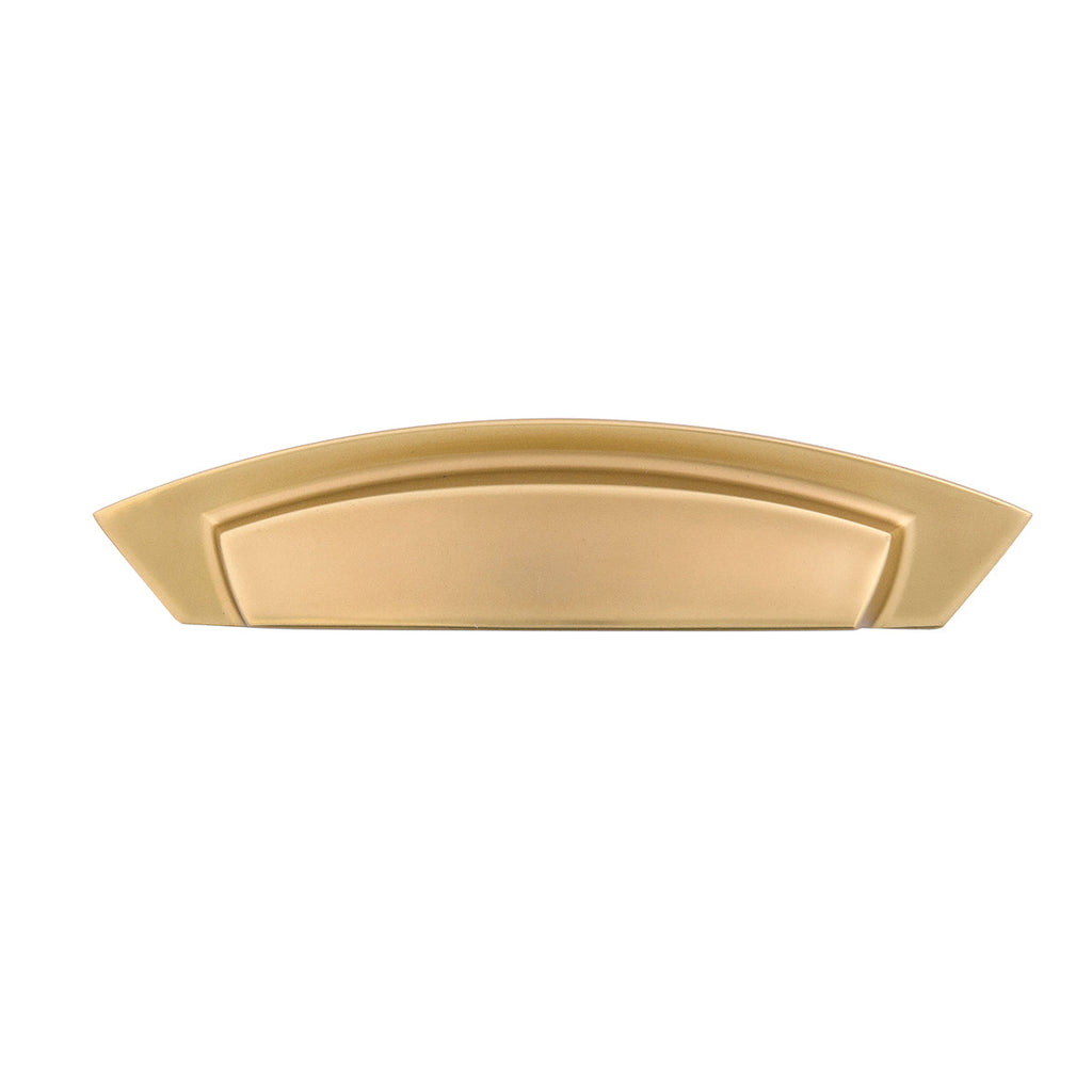 Velocity Cup Pull 3 Inch & 3-3/4 Inch (96mm) Center to Center Flat Ultra Brass Finish