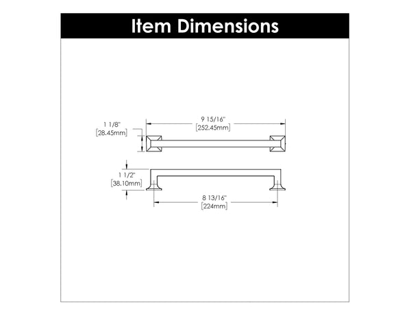 Studio Pull 8-13/16 Inch (224mm) Center to Center Polished Nickel