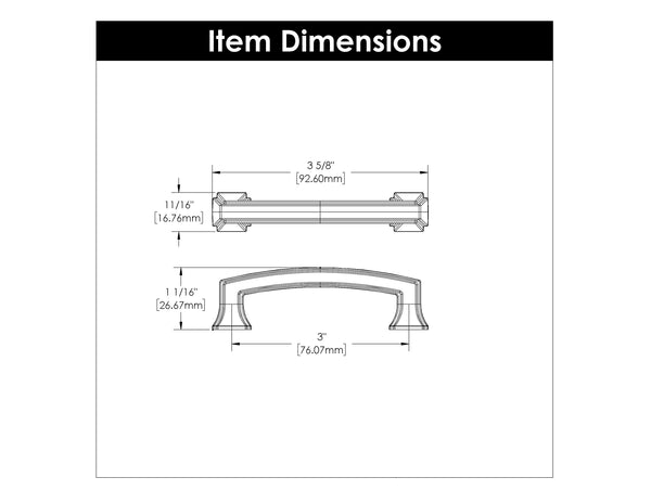 Bridges Pull 3 Inch Center to Center Oil-Rubbed Bronze Highlighted