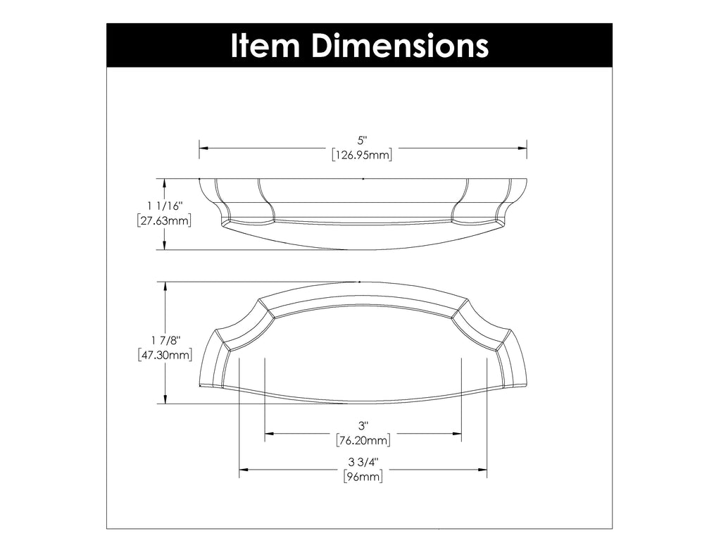 Veranda Cup Pull 3 Inch & 3-3/4 Inch (96mm) Center to Center Chrome Finish