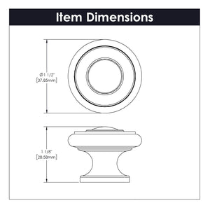 Cottage Knob 1-1/2 Inch Diameter Stainless Steel