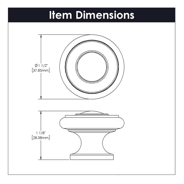 Cottage Knob 1-1/2 Inch Diameter Stainless Steel