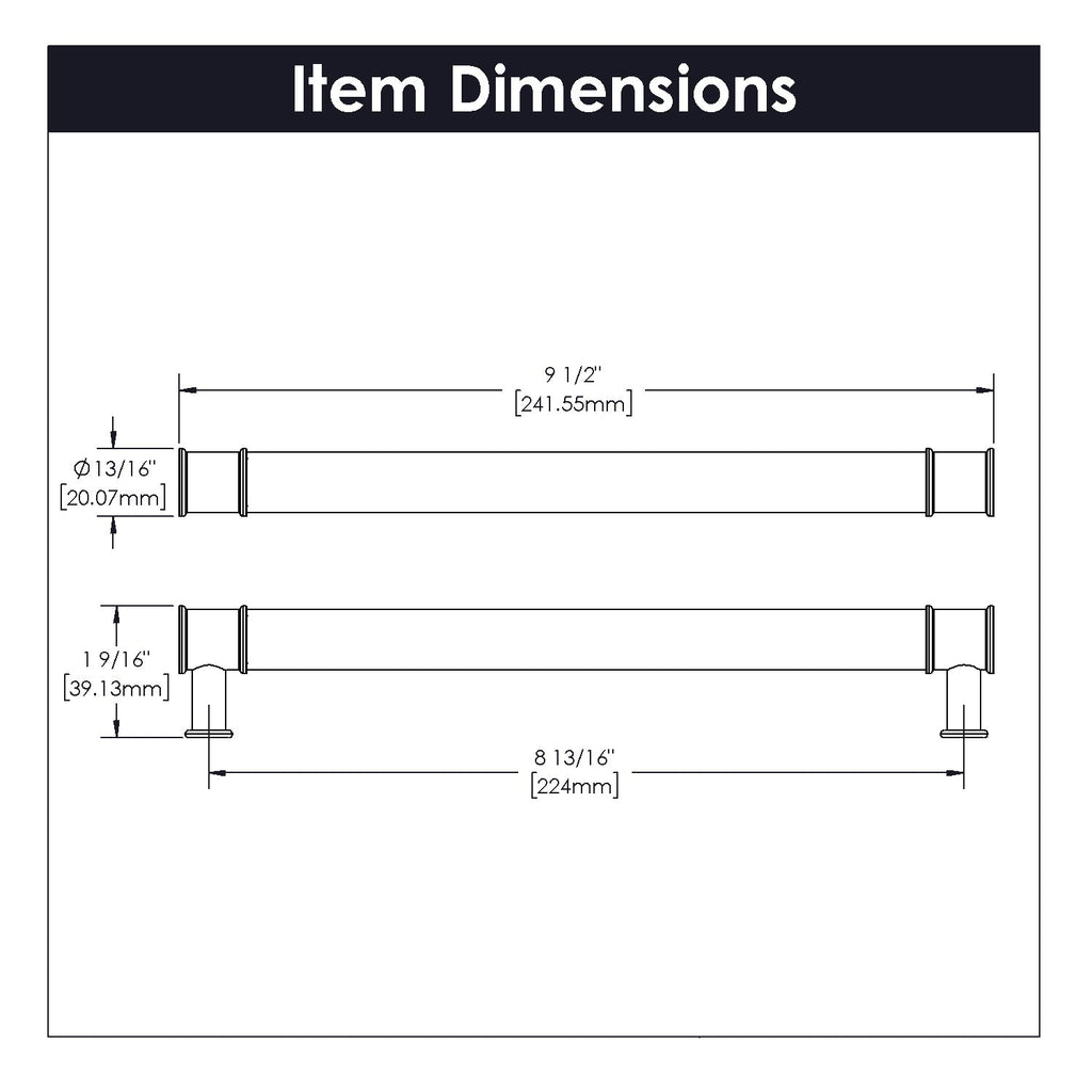 Midway Pull 8-13/16 Inch (224mm) Center to Center Crysacrylic with Satin Nickel Finish