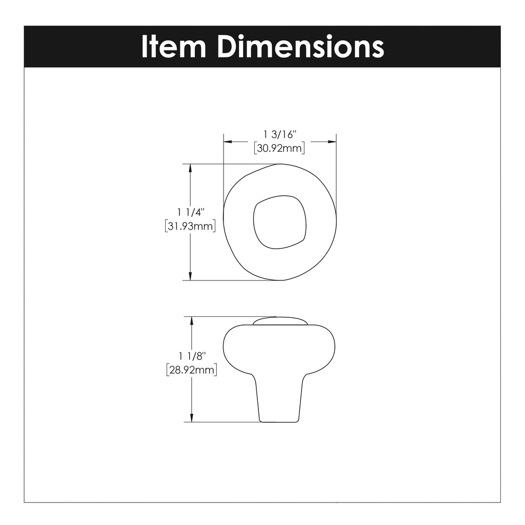 Refined Rustic Knob 1-1/4 Inch Diameter Rustic Iron Finish