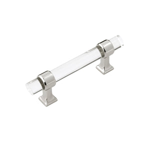 Crystal Palace Pull 3 Inch Center to Center Crysacrylic with Polished Nickel
