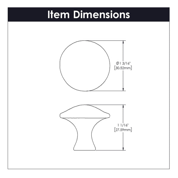 Craftsman Knob 1-1/4 Inch Diameter Chrome