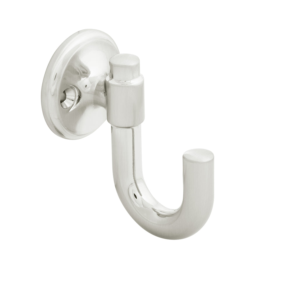 Piper Hook 1-1/8 Inch Center to Center Satin Nickel Finish