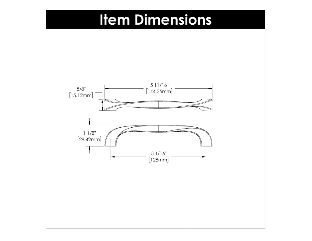 Twist Pull 5-1/16 Inch (128mm) Center to Center Black Iron Finish