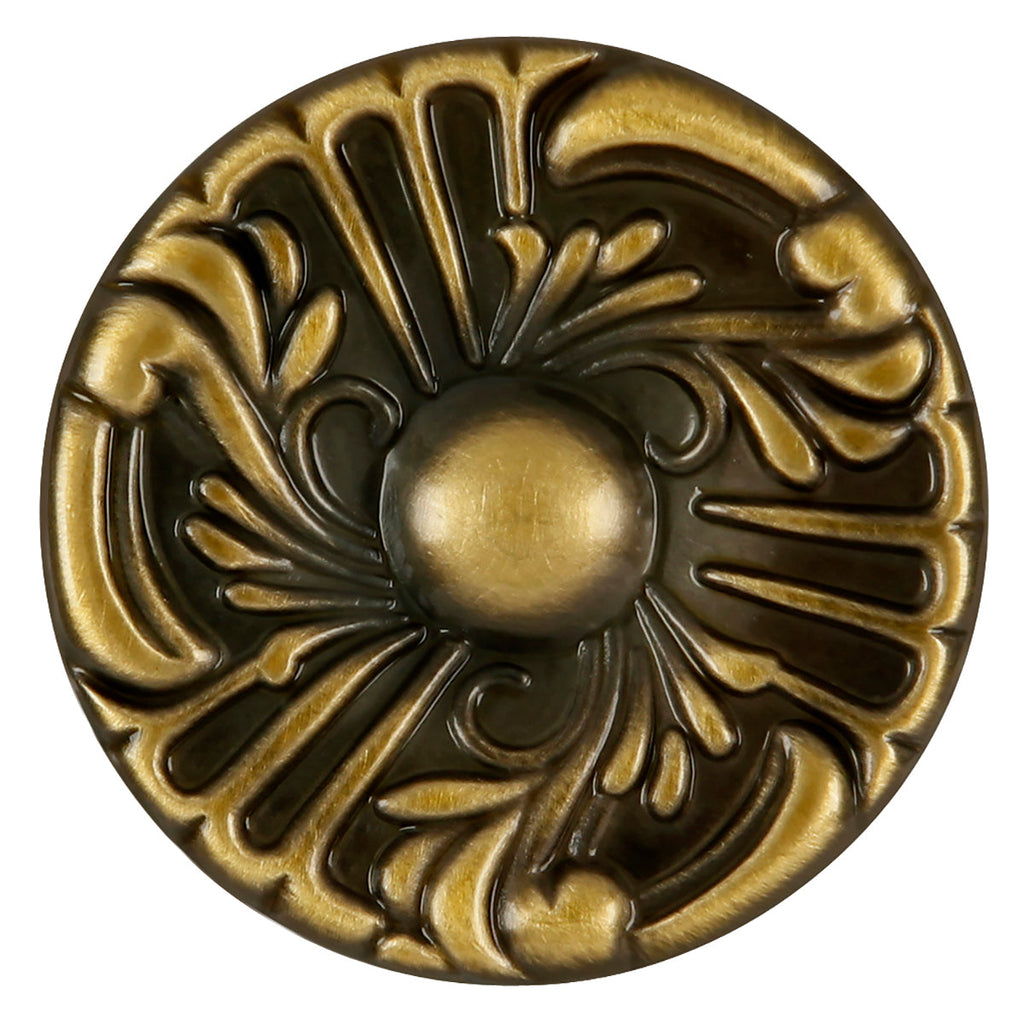 Cavalier Knob 1-1/2 Inch Diameter Antique Brass Finish