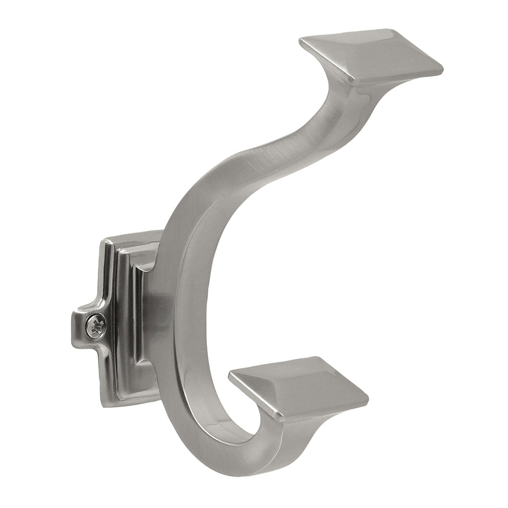 Bungalow Signature Hook 1-1/2 Inch Center to Center Satin Nickel Finish