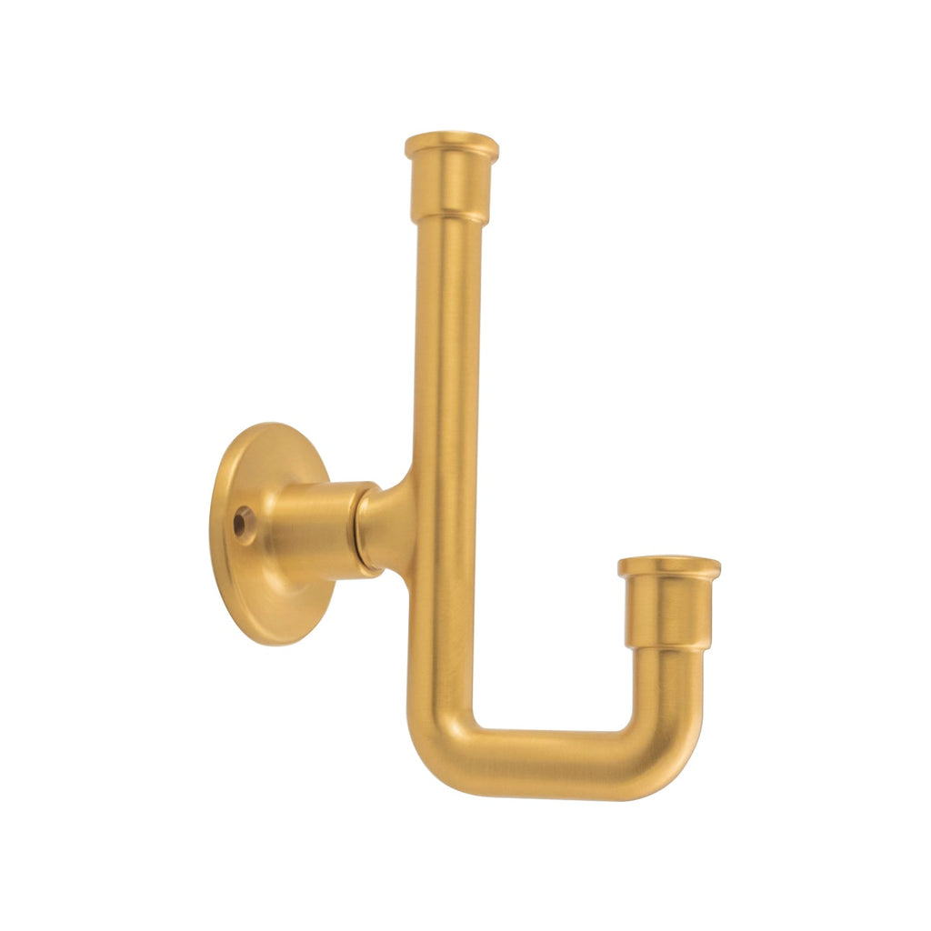 Urbane Hook 1-1/4 Inch Center to Center Brushed Golden Brass Finish