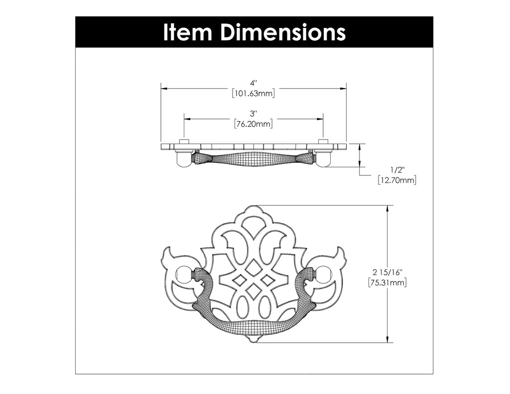 Manor House Backplate Pull 2-1/2 Inch Center to Center Lancaster Hand Polished Finish