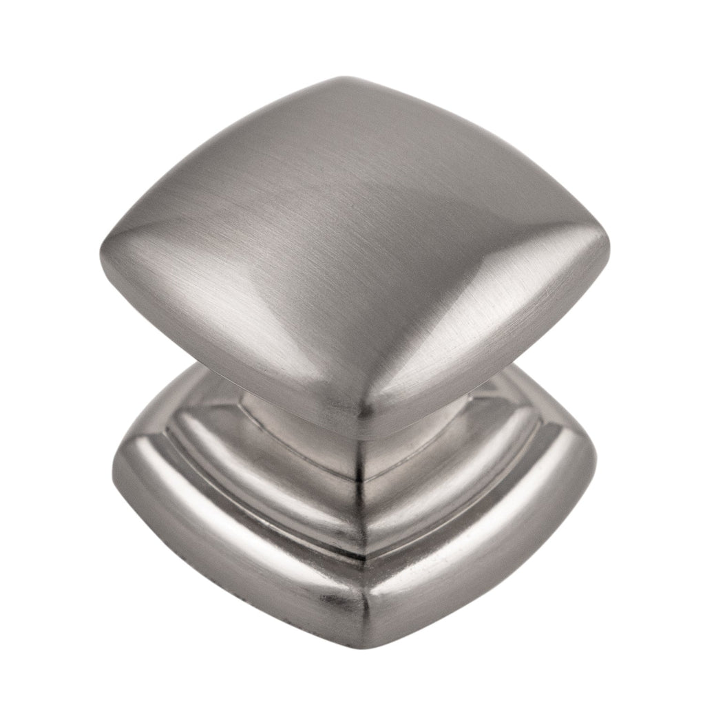 Euro-Contemporary Knob 1-1/4 Inch Square Satin Nickel Finish