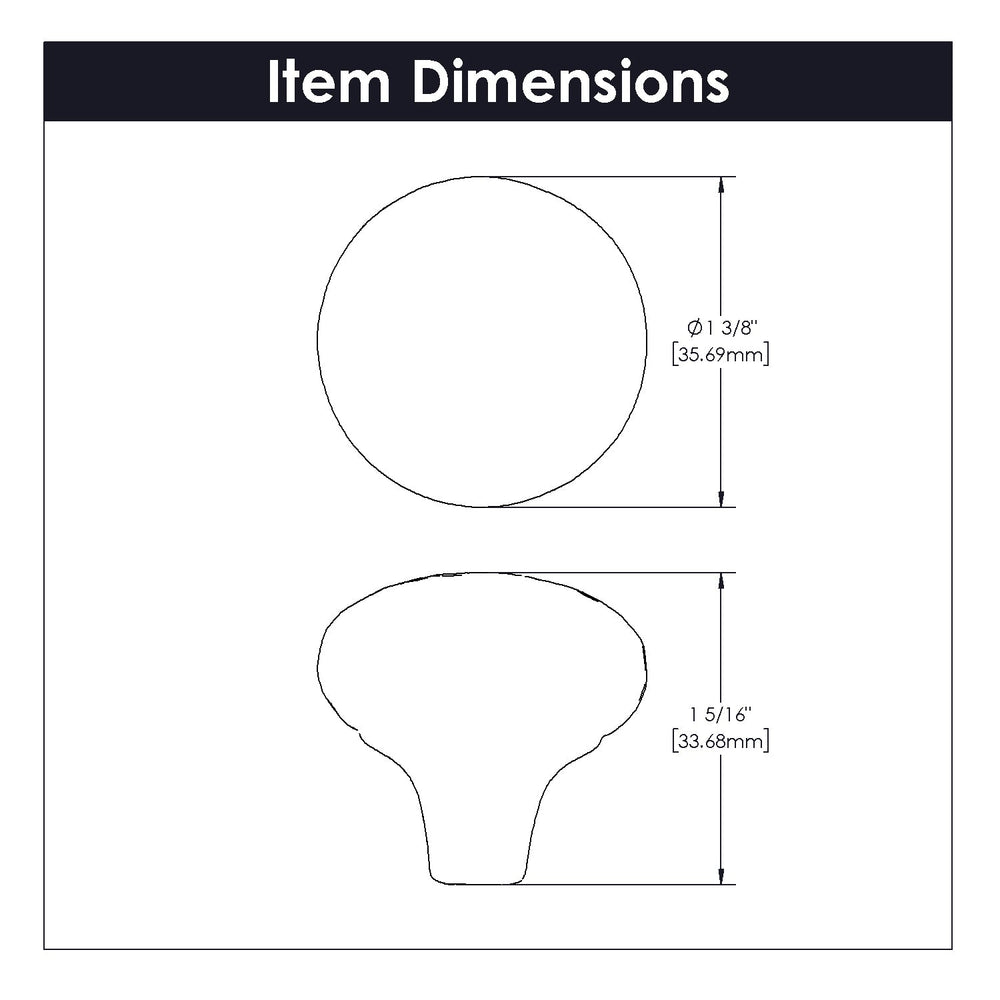 Mountain Lodge Knob 1-3/8 Inch Diameter Black Iron