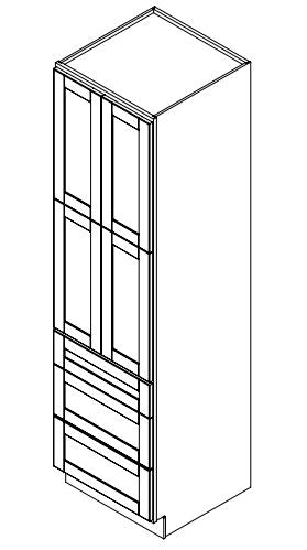Platinum Grey Shaker 18 in. x 24 in. x 90 in. 3-Drawer Pantry Cabinet