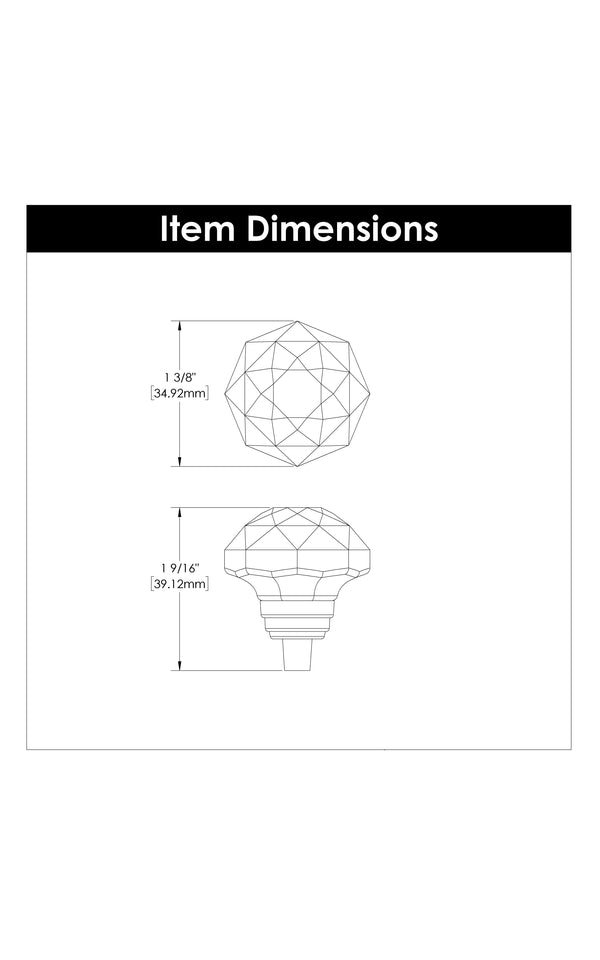 Crystal Palace Knob 1-1/4 Inch Diameter Glass with Chrome