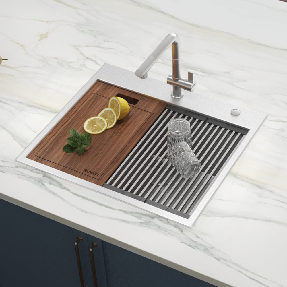 Topmount Workstation 25x22 Single Basin Sink