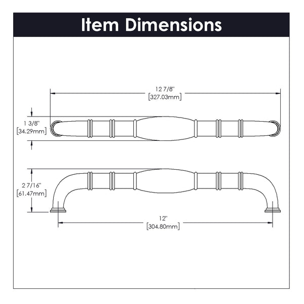 Williamsburg Appliance Pull 12 Inch Center to Center Oil-Rubbed Bronze Highlighted