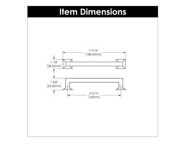 Studio Pull 6-5/16 Inch (160mm) Center to Center Brushed Golden Brass