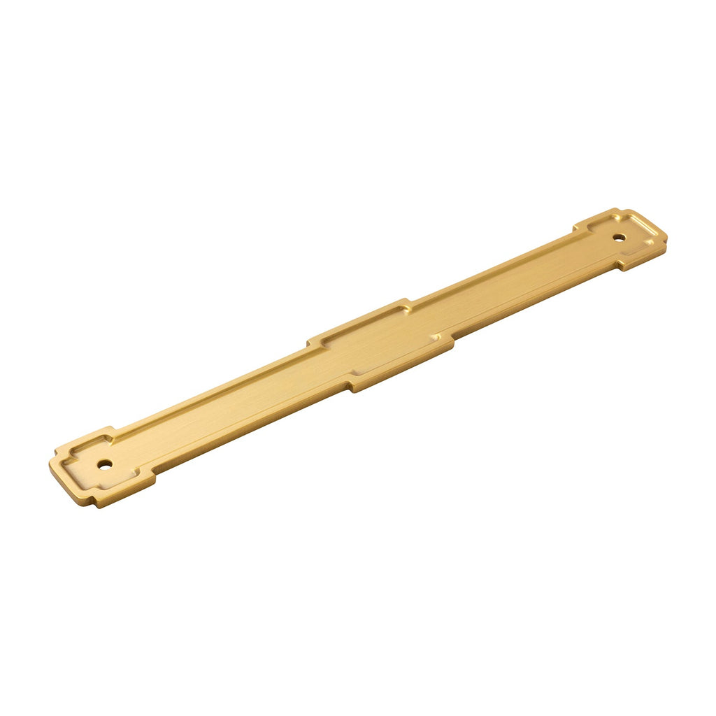 Coventry Pull Backplate 8-13/16 Inch (224mm) Center to Center Brushed Golden Brass Finish