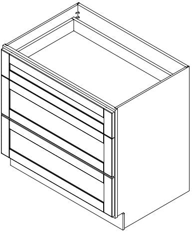 Platinum Grey Shaker 36 in. 3-Drawer Base Cabinet